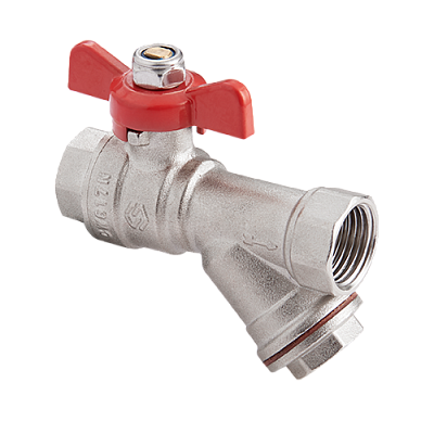 BV.632.04 Кран с фильтром MVI 1/2" вн.-вн., бабочка